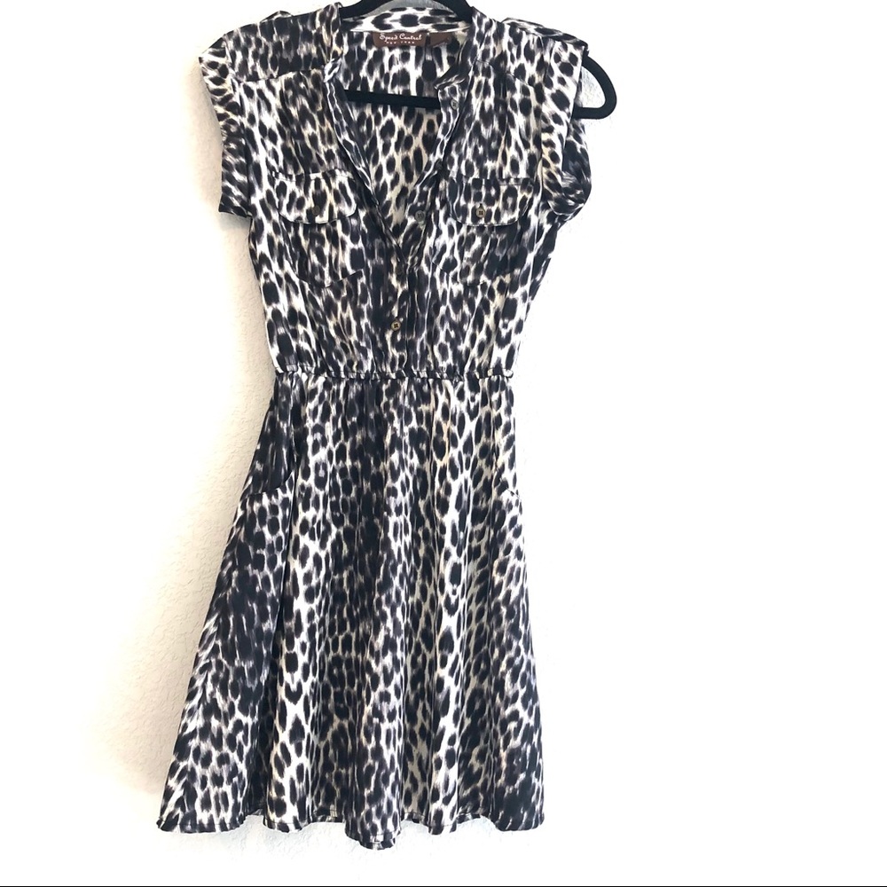 Speed Control Leopard Blouson Dress with Pickets